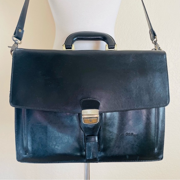 VTG La Philipe 1980’s Black Leather Laptop Portfolio Messenger Bag - Picture 5 of 15